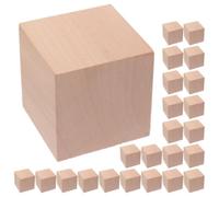 ifundom 30pcs Natural Wood Cubes Unfinished Wooden Blocks for DIY Projects and Math Teaching, Safe Wooden Craft Blocks with Unique Design in Khaki