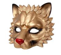 ifundom 3d Lion Mask in Golden Pu Foam, Breathable and See-through Eye Holes, Realistic Half Face Animal Masquerade Accessory for Party Decoration and Halloween Cosplay