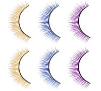 ifundom 3pairs Colored Eyelashes Reusable Multilayer False Lashes for Halloween Party Cosplay Photography with Yellow Purple Blue