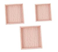 ifundom 3pcs 1/12 Scale Dollhouse Miniature Wooden Food Service Trays Set, Beech Color Handcrafted Small, Medium, Large Storage Trays for Dollhouse Kitchen Accessories