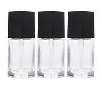 ifundom 3pcs 30ml Square Glass Refillable Empty Bottle with Pump Design for Liquid Soaps and Body Wash in Black, for Home and Bathroom Travel Use