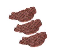 ifundom 3PCS Artificial Cooked Steak Model Realistic Fake Meat Decoration Plastic Safe Non-fading Texture Western Kitchen Restaurant Display Ornaments