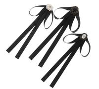 ifundom 3pcs Black Bow-knot Tie Accessories for Women, Comfortable Ribbon Material with Pin on The Back, Elegant Japanese Style for Collarless Or Stand-up Collar,