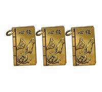 ifundom 3pcs Brass Sutra Pendant Keychain Set, Buddhist Heart Sutra Amulet Charms for Car Decoration, Miniature Metal Copper Hanging Ornaments for Key Rings and Spiritual Accessories