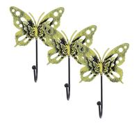 ifundom 3pcs Butterfly Decorative Wall Hook Iron Yellow Vintage Retro