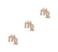 ifundom 3pcs Copper Virgo Zodiac Pendant Set, Small DIY Copper Ear Studs and Necklace Charms for Women, Gold Tone Virgo Constellation Jewelry