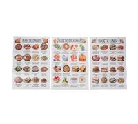 ifundom 3pcs Diabetic Meal Planner Charts Set - Low Diet Meal Plan Poster for Diabetes Kitchen Wall Decor - Daily Diabetes Food List and Grocery Chart for Healthy Eating