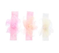 ifundom 3pcs Flower Lace Headbands Fashion Elastic Hair Accessories for Girls for Showers Birthdays and Photos High Elasticity Bright Colors Adorable Design