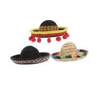 ifundom 3Pcs Halloween Pet Costume Hats Funny Mexican Sombrero Dog Hats for Parties Masquerades and Daily Wear Soft Breathable Comfortable Design for Pets