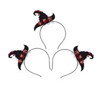 ifundom 3pcs Halloween Witch Headbands with Floral Accents Lightweight Witch Hat Hair Hoops for Party Cosplay Comfortable Costume Accessories for Women S Halloween Dress-up