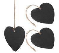 ifundom 3pcs Heart Shaped Slate Chalkboard Sign with Jute Rope Hanging Tags for Plant Labels and Food Signs Multi-Purpose Decorative Label or Wall Decoration Black