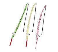 ifundom 3pcs Interactive Snake Cat with Crinkle Sound Plush Simulation Snake Teaser Wand for Kitten Play Indoor Pet Entertainment in Green Red Yellow