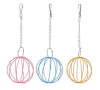 ifundom 3pcs Iron Grass Rack Feeding Balls for Chinchillas and Guinea Pigs with Hanging Chains, Safe for Pets and Keeps Cage Clean Suitable for Rabbit Food Dispenser and Hay Hanger Random Random Color