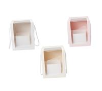 ifundom 3pcs Large Flower Boxes with Single-side Pvc Window, Portable Storage Cases in Pink, White, and Beige for Florist Packaging and Wrapping