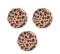 ifundom 3pcs Leopard-print Loose Powder Applicators Makeup Pads Comfortable Use Avoid Waste High-grade Flocking Cloth for Women Daily Random Color