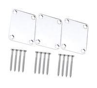 ifundom 3pcs Metal Guitar Neck Plate Electric Bass Guitar Neck Connecting Board with Screws Precise Design Easy to Use Silver for Musical Instrument Repair
