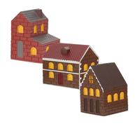 ifundom 3pcs Miniature Dollhouse Resin Fairy Garden Accessories Cottage Hut Figures Japanese Inspired Micro Landscape Ornaments for Xmas Town Scene Decoration