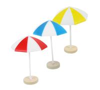 ifundom 3pcs Miniature Plastic Beach Umbrella with Mini Deck Chair Model Portable Lightweight Sun Umbrellas for Dollhouse and Micro Landscape DIY Decoration Red Yellow Blue