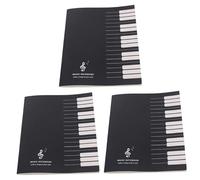 ifundom 3pcs Music Tabs Notebook Black Hard Cover Durable Office School Supplies for Students Music Lovers for Composing Notation Eye-friendly Tabs Carriage Binding for Easy Use