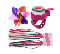 ifundom 3pcs Pink Bike Handlebar Bell and Streamers Set, Polyester and Plastic Material, Creative and Cute Scooter Accessories that Fly and Dance the Wind