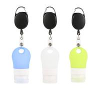 ifundom 3pcs Silicone Dispensers Lotion Shampoo Container 38ml Wide Mouth Easy Refilling Withstand 40°c to 230°c Can Be Hung in Beach Bag Stretchable Lanyard Travel Bottle Set