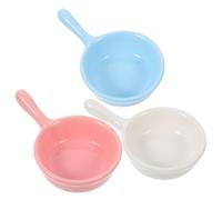 ifundom 3pcs Small Pet Food and Water Bowls Set, Ceramic Feeding Bowls for Hamsters and Small Animals, Mixed Pink Blue Green, Suitable for Indoor Use Random Color