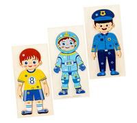 ifundom 3pcs Wooden Puzzle Cognitive Occupation Jigsaw for Early Education Develop Imagination and Hand Eye Coordination Safe and Design