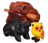ifundom 3pcs Wooden Sound Animals Toad Pig Owl Musical Tone Block for Home Decoration for Boys and Girls Music Learning and Collectibles Hand-carved Wood Craft