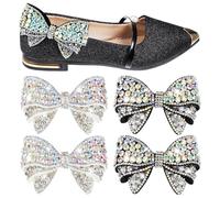ifundom 4 Pcs Bow Shoe Clips Rhinestone Shoe Charms Strong Material with Glaze Easy to Use Decorative Accessories for Wedding and Party