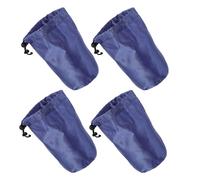 ifundom 4 Pcs Waterproof Drawstring Storage Bags down Jackets, Portable Lightweight Travel Drawstring Sacks with Dust Flap, Navy Blue Geometric Pattern, 11cm Diameter X 20cm Height,