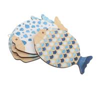 ifundom 4 Pcs Wooden Fish Wall Decor Nautical Beach Theme Decorations for Homes, Easy Installation Double Sided Tape, Coastal Style Artistic Sculptures for Living Room or Bathroom