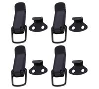ifundom 4 Set Clasps Iron Toggle Clamp Latches for Cabinet Boxes and Doors with Spring Loaded Toggle Hasp, Secure Closure, Versatile Application, Includes 16 Screws, Black Finish for Lids