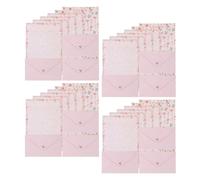 ifundom 4 Sets Pink Floral and Animal Design Writing Paper and Envelopes Set, Creative Paper Stationery Kit for Invitations and Letter Writing, Beautiful Unique Patterns