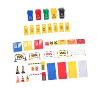 ifundom 40pcs Mini Traffic Signs with Bright Colors Interactive Educational Road Signs Playset and Traffic Cones for Boys and Learning Safety