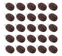 ifundom 40pcs Resin Coffee Bean Charms for Necklace and Bracelet Making Mini Imitation Food Pendants with Loop Craft Supplies for Keychain DIY Jewelry Accessories