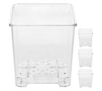 ifundom 4pcs Acrylic Orchid Plant Pots with Water Retention and Proper Drainage, Decorative Flowerpots for Home Use, Suitable for Orchids and Small Plants