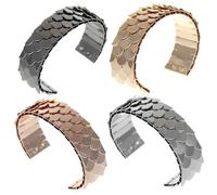 ifundom 4pcs Adjustable Metal Fish Scale Bangles Chunky Punk Open Cuff Bracelets for Lightweight Plated Wrist Jewelry with Chic Elegant Design in Gold Silver Rose Gold Gun Black