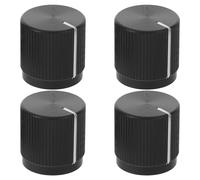ifundom 4pcs Aluminum Potentiometer Volume Control Knobs - 0.6x0.55inch Metal Flat Top Bass Guitar Knob For Electric Guitars Home Studio Use - 1/4" Inner Instrument Part Black