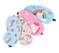 ifundom 4pcs Cartoon Unicorn Eye Masks Set Supple Travel Sleeping Blindfolds Eye Protection Light Blocking Sleep Shade for Flight Nap and Meditation Rose Red Light Pink Blue
