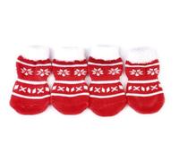 ifundom 4pcs Christmas Style Pet Cotton Socks for Dog and Cat Paws, Size S, Non-slip Rubber Bottom, Protect against Ice and Salt, Warm and Comfortable for Winter