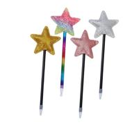 ifundom 4pcs Cute Star-shaped Ballpoint Pens Set, Retractable Decorative Pens in Pink, Yellow, Silver, Smooth Ink Writing Supplies for Office and School Use Random Color