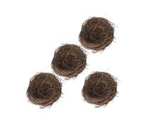 ifundom 4pcs Decorative Artificial Bird Nests 15cm Rattan Woven Imitation Bird Nest Props for Garden and Birdcage Accessories
