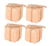 ifundom 4pcs Dollhouse Miniature Birthday Boxes Retro Kraft Paper Festival Decor Ornaments for Dollhouse Accessories and Miniature Birthday Celebration
