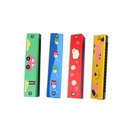 ifundom 4pcs Educational Musical Toys for Boys and Girls Double Row Wooden Harmonica Safe Boys and Girls Toy Promote Sensory Communication Skills Random Style