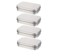 ifundom 4pcs Flip-top Storage Box Tinplate Small Box for Small Objects Organizer for Office Desk