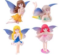 ifundom 4pcs Flower Fairy Mini Fairy Statue for Doll House Decoration Resin Material Lightweight Realistic Design Beautiful Appearance