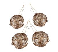 ifundom 4pcs Hummingbird Nesting Globe Woven Sphere Bird Nest Material Holder with Prefilled Bedding Natural Habitat Creation for Indoor Outdoor Garden Birdwatchers