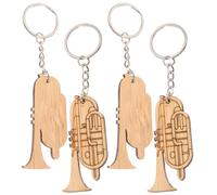 ifundom 4pcs Large Music Instrument Keychains Zinc Alloy and Bamboo Tuba Design Car and Backpack Key Rings Unique Party Bag Stuffers for Musicians
