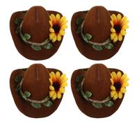 ifundom 4pcs Mini Cowboy Hats for Pets: Felt Tiny Western Hats for Chickens Snakes & Small Animals -adjustable Fun Halloween Dress-up Accessory