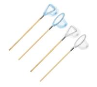ifundom 4Pcs Miniature Fishing Nets Dollhouse Accessories Set - Triangle White Blue, Round White Blue - Mini Fishing Tool Props for Doll House Layout and Fairy Garden Decor
